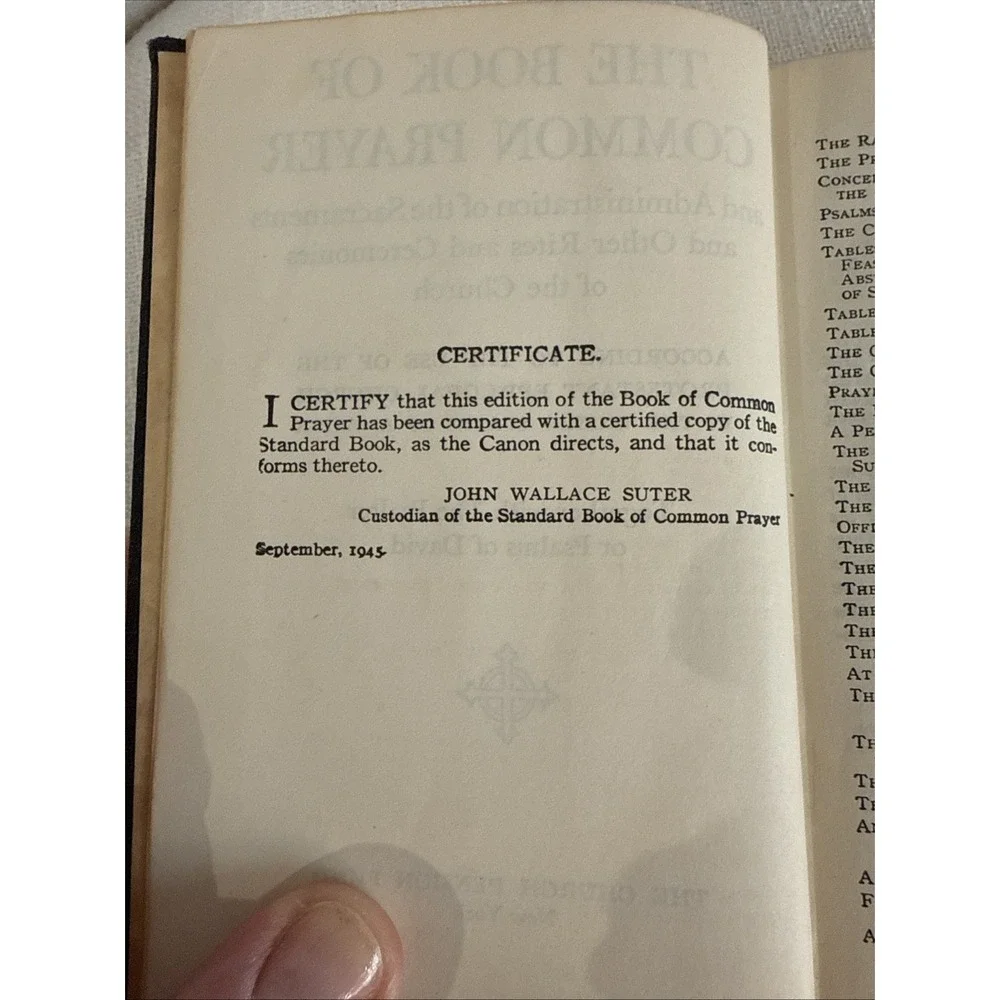 The Book of Common Prayer John Wallace Suter 1945 Hard Cover Black‎ Religious
